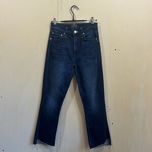 Mother Blue Insider Crop Step Fray Straight Leg Jean Size 26